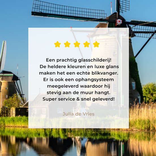 Peinture sur Verre - Moulin à Vent - Printemps - Pays- Nederland - 160x80 cm - Peintures sur Verre Peintures - Photo sur Glas