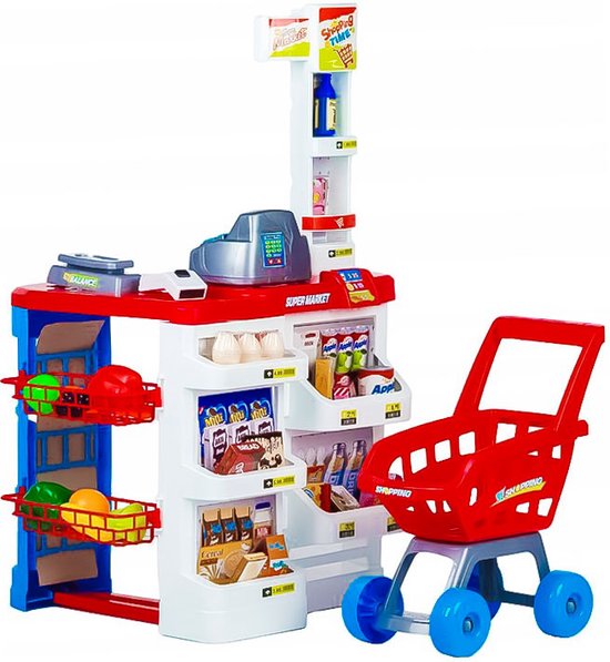 Foto: Speelgoed supermarkt 82x50x41cm met scanner en weegschaal