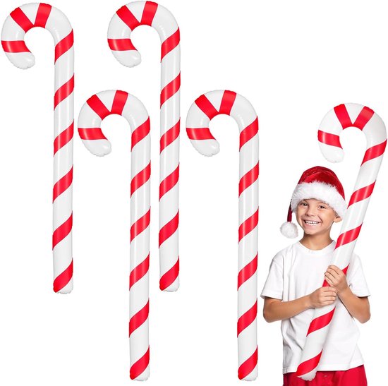 6 Stück Aufblasbare Zuckerstangen Weihnachtsdeko, 91cm