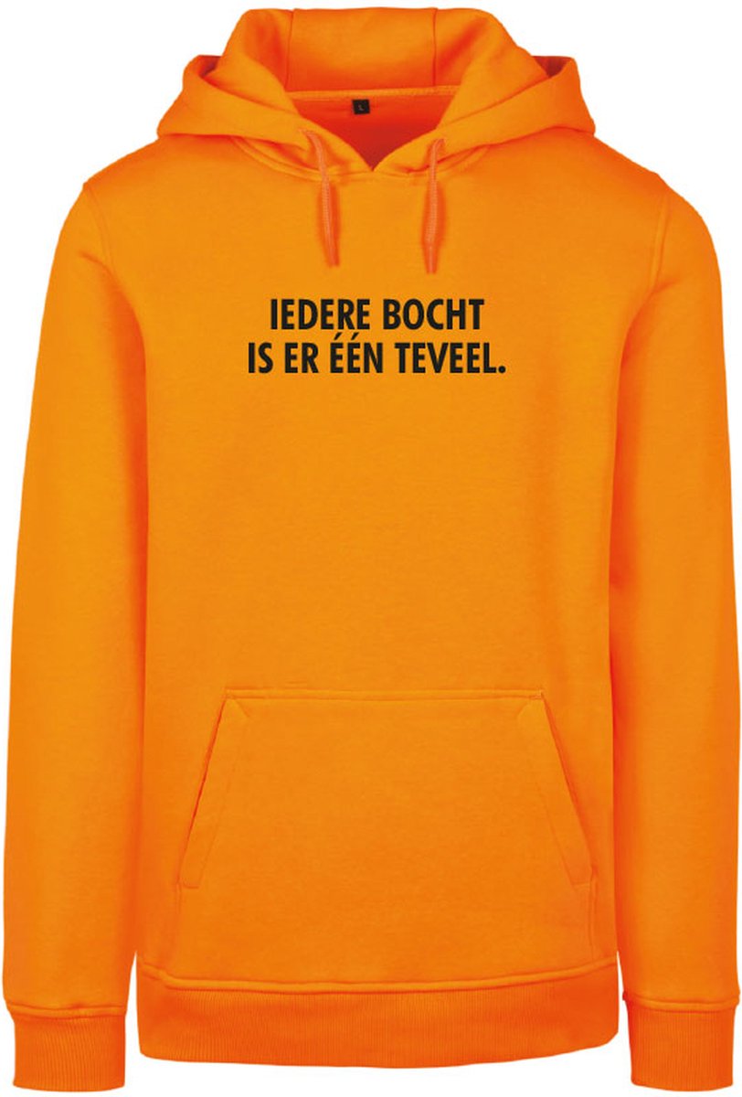 Wintersport hoodie oranje XL - Iedere bocht is er één teveel - soBAD. | Foute apres ski outfit | kleding | verkleedkleren | wintersporttruien | wintersport dames en heren