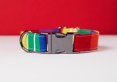 Awesome Paws halsband hond - Honden Halsband Regenboog Patroon - Rainbow Multicolor - Handmade | Maat S