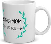 Akyol - bonusmom i love you koffiemok - theemok - Mama - de liefste bonusmoeder - moeder cadeautjes - moederdag - verjaardag - geschenk - kado - 350 ML inhoud