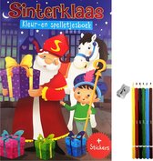 Sinterklaas Kleur & Spelletjesboek 128 blz - Incl. 6 kleurpotloden en puntenslijper
