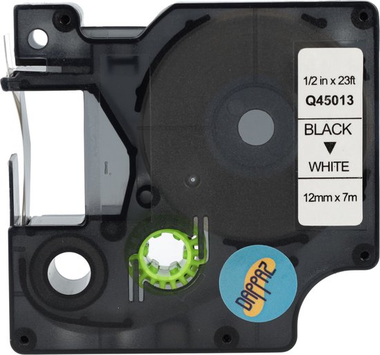 Dappaz - Compatible Dymo 45013 D1 Label Tape - Zwart op Wit 12 mm x 7 m - S0720530 - Geschikt voor Dymo Labelmanager - 1 stuk