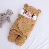 Baby Berliée - Teddy Babyslaapzak - Baby Inbakerdoek - Newborn 2-5 mnd - Maat 62/68 - Camel