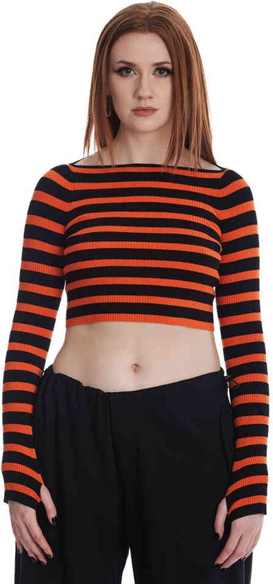 Banned - Frances Striped Gebreide trui - XL - Oranje/Zwart