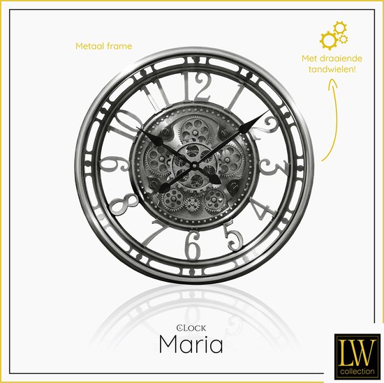 Decopatent® XL Rond Wandklok 60 Cm Industrieel met Tandwielen - Romeinse Cijfers - Industriële