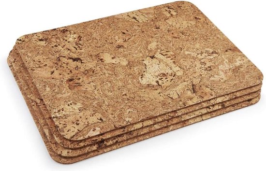 Tuuters 4-delige placemat van kurk, afwasbaar, 40 x 30 cm, 4