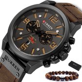 Curren - Horloge Heren - Cadeau voor Man - Horloges voor Mannen - 47 mm - Bruin Zwart