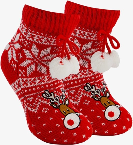 Chaussettes de Noël Kinder avec Rudolf le renne - Rouge - Taille 27/30