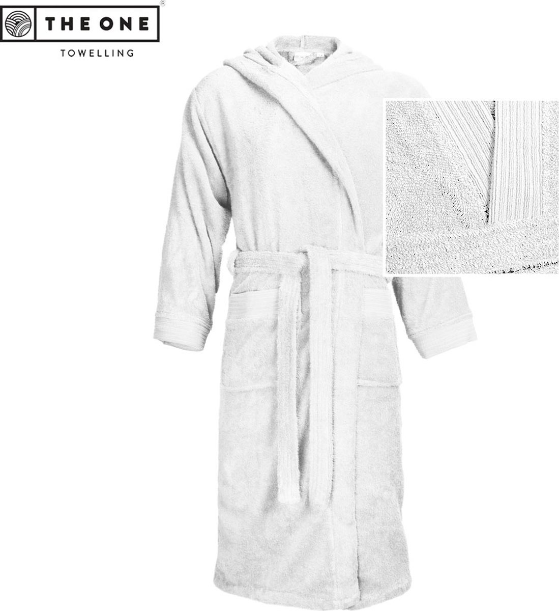The One Towelling Badjas - Zachte kamerjas met capuchon - Vocht absorberend - 100% Gekamd badstofkatoen - XXL/XXXL - Wit