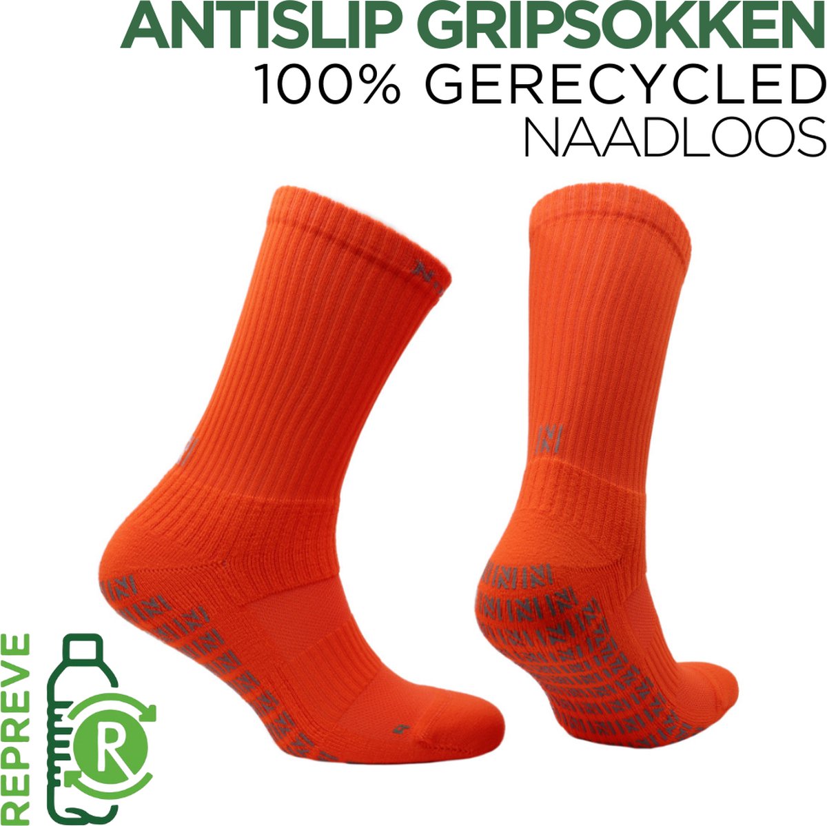 Norfolk - Antislip Sokken - Naadloos met Enkeldemping - Gripsokken Voetbal - Grip Sportsokken - Oranje - 39-42 - Lizard
