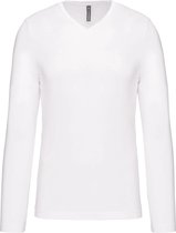 Kariban Herenshirt met lange mouwen en V-hals White - XL