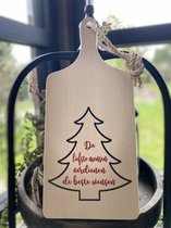 Creaties van Hier - kerstpakket - kerstboom met kerstwens (kleur) - serveerplank - hout - 35 cm