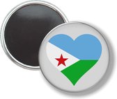 Button Met Magneet - Hart Vlag Djibouti - NIET VOOR KLEDING