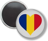 Button Met Magneet - Hart Vlag Roemenië - NIET VOOR KLEDING