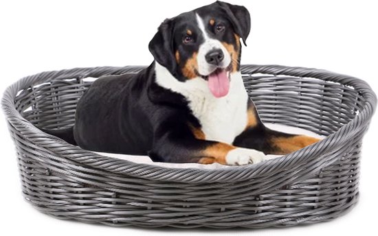 Foto: Maxxpet hondenmand honden mand hondenbed ronde kattenmand incl hondenkussen antraciet 58x44x19cm