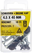Hout Schroef Deltafix - Schroeven + bruine kap -  4.5 x  40 mm - verzinkt - inhoud 10 stuks. pozidrive-2.