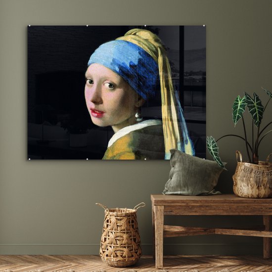 MuchoWow® Peinture sur Verre - Fille à la Perle - Johannes Vermeer - 120x90 cm - Peintures sur Verre Acrylique - Photo sur Glas