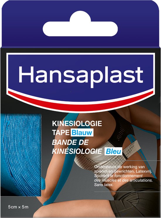 Hansaplast Injury Care Sporttapes - Kinesiologie Tape Blauw - 5cm x 5m - Waterbestendig - Zweetbestendig - Laat de huid ademen - Ondersteunt de werking van spieren en gewrichten - Latexvrij - Voor eenmalig gebruik