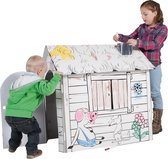 Educo bedrukt Speelhuis karton Bouwpakket - 88x88x72cm - Kleur je eigen speelhuis binnen in - Speeltent met raam - Incl. Handleiding - Vanaf 6 jaar