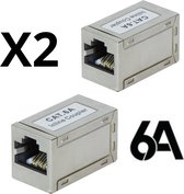 kabeladapters/verloopstukjes Inline internet, netwerk koppelstukjes 1:1 Cat.6A FTP afgeschermd RJ45 (2 stuks)