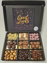 Luxe Belgische Chocolade Proeverij Pakket met Mystery Card 'Good Luck'