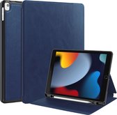 Case2go - Tablet hoes geschikt voor Apple iPad 10.2 (2021/2020/2019) - Business Wallet Book Case - Auto Wake/Sleep functie - Donker Blauw
