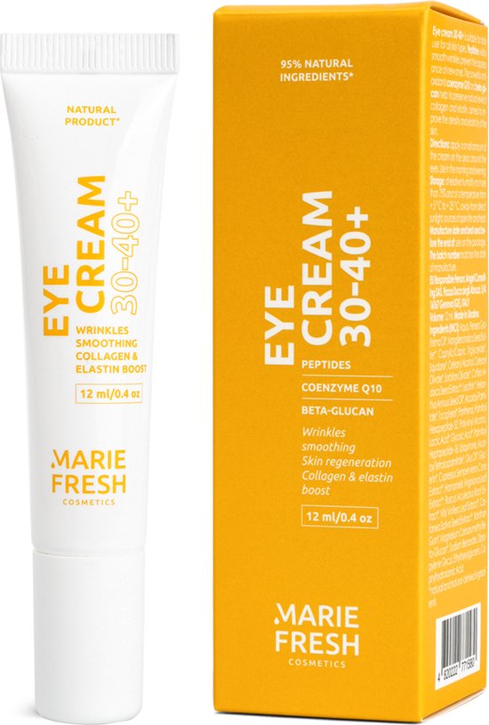 Marie Fresh Cosmetics Oogcrème Wallen & Donkere Kringen 30-40+ - Oogcreme anti rimpel vrouw - Beschermt tegen huidveroudering - Skincare - Oogcreme donkere kringen - Natuurlijke ingrediënten - 12 ml