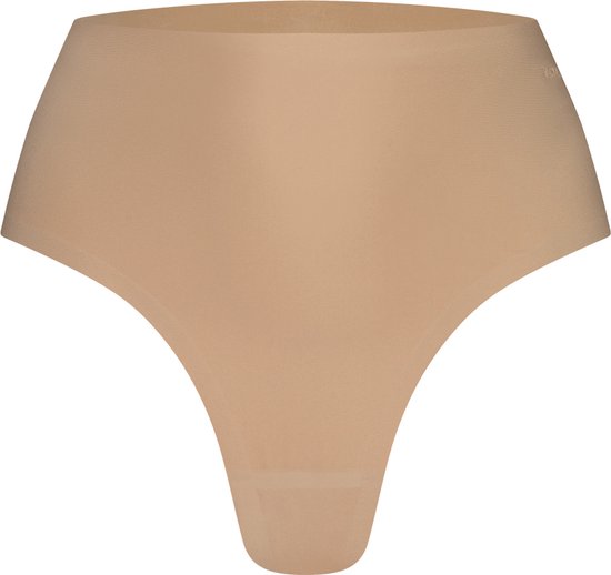 Nude high waist string met hoge beenuitsnijdingen.