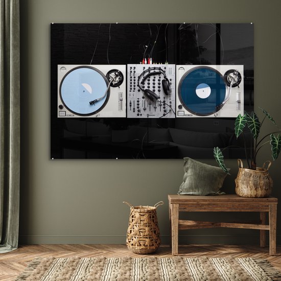 ® Glasschilderij 150x100 cm - Schilderij acrylglas - Mengpaneel op een zwarte achtergrond - Foto op glas - Muurdecoratie woonkamer - Wanddecoratie slaapkamer - Schilderijen