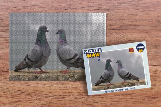 Puzzle Pigeons - Tronc d'arbre - Grijs - Puzzle - Puzzle 1000 pièces adultes - Sinterklaas présente - Sinterklaas pour les grands enfants