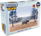 Puzzel Neushoorn - Bomen - Gras - Legpuzzel - Puzzel 500 stukjes