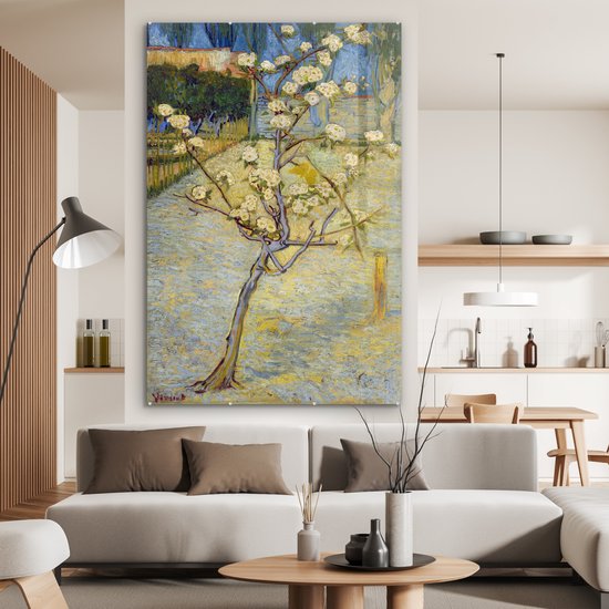 MuchoWow® Peinture sur verre 100x150 cm - Peinture sur verre acrylique - Poirier en fleur - Vincent van Gogh - Photo sur verre - Peintures