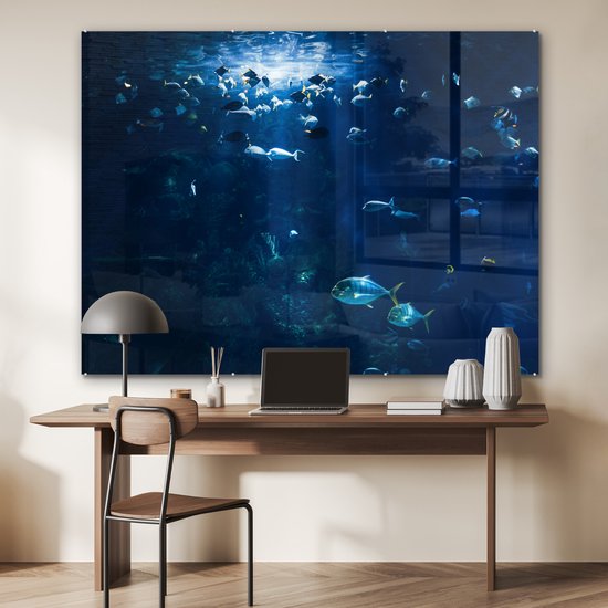 MuchoWow® Peinture sur verre - Pêche dans un aquarium en Norvège - 160x120 cm - Peintures sur verre acrylique - Photo sur Glas