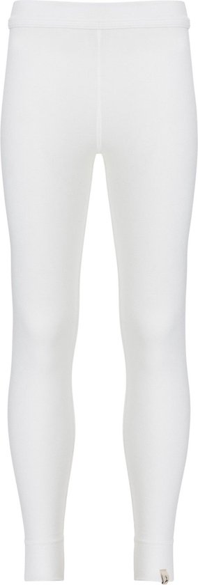 Witte thermobroek met een elastische tailleband en omslagen aan de onderkant.