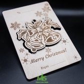 Carte de Noël/ carte de Noël en bois/ cartes de Noël personnalisées/ cadeau personnalisé/ carte de Noël avec ornement de Noël/ personnel de Noël