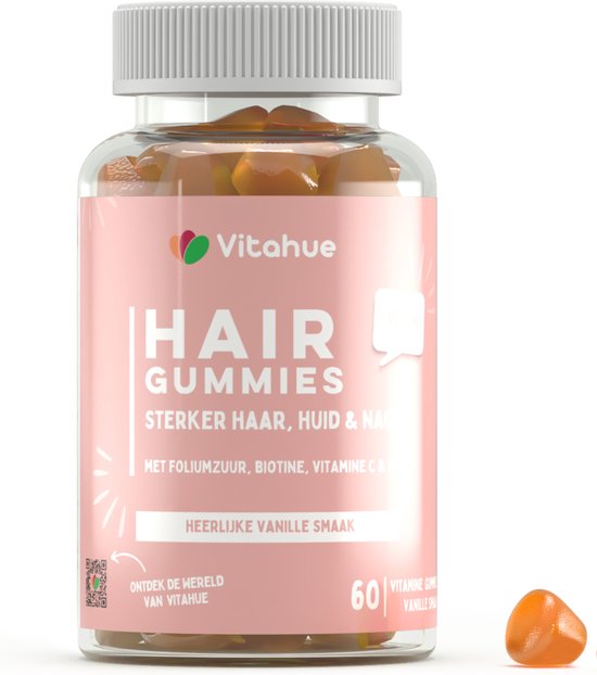 Foto: Vitahue hair vitamine gummies stapelkorting nagels huid haar vitamines hair gummies biotine vitamine b12 b6 bevorderd collageen aanmaak 60 stuks vegan halal