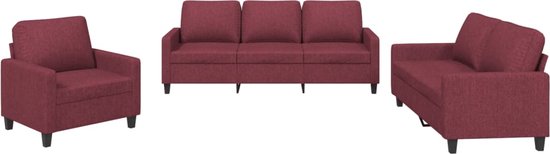 vidaXL-3-delige-Loungeset-met-kussens-stof-wijnrood