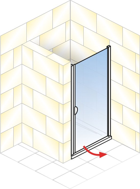 Ben Martino 3.0 Douchedeur - Draaideur Voor Nis - Links - 90x200 Cm Mat Zwart Veiligheidsglas