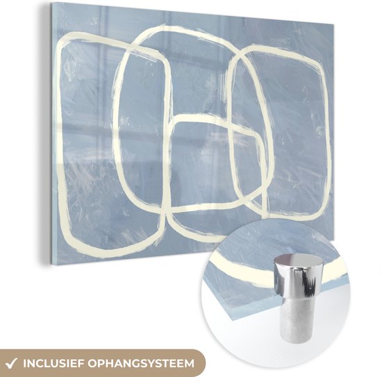 MuchoWow® Glasschilderij 60x40 cm - Schilderij acrylglas - Abstract - Blauw - Kunst - Foto op glas - Schilderijen