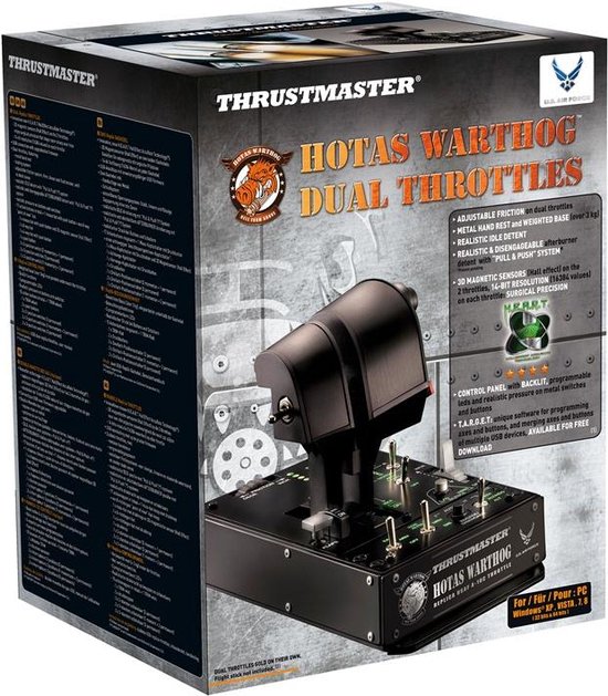 Thrustmaster HOTAS Warthog Dual Throttles - PC - Metaal Dubbele throttles - 17 actieknoppen in totaal + 1x 8-richtingen “point of view”-hat-knop - > 3 kg - Realistische IDLE-klikstand met “Pull & Push”-systeem - met “Pull & Push”-systeem - - Thrustmaster