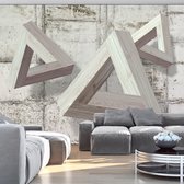 Fotobehangkoning - Behang - Vliesbehang - Fotobehang 3D Driehoeken - Grey Trio - 350 x 245 cm
