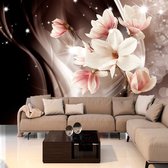 Fotobehangkoning - Behang - Vliesbehang - Fotobehang Sprankelende Bloemen - 100 x 70 cm
