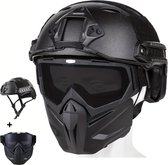 Livano Airsoft Masker - Full Face - Met Bril - Helm - Paintball - Tactical Helm - Zwart