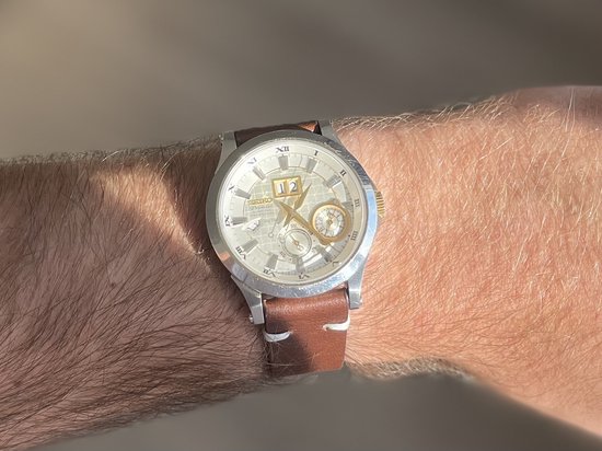 22mm Premium vintage leather watch strap Brown / Vintage leer / horloge band Bruin met quick release trekker