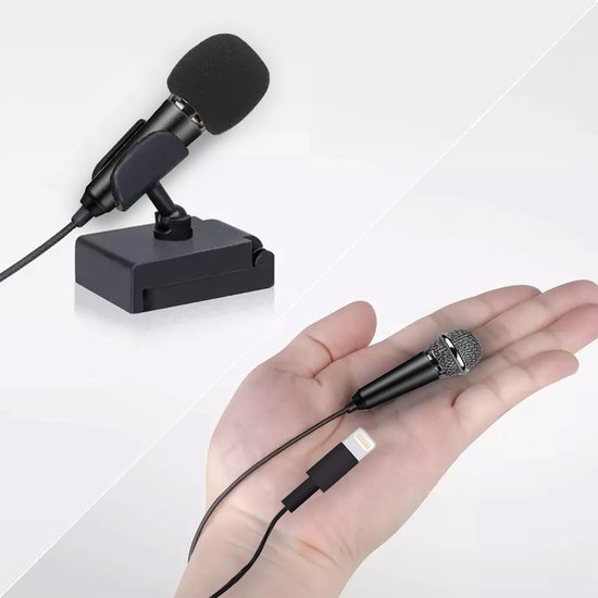 Foto: Mini microfoon voor telefoon zwart iphone lightning schattig voor tiktok of karaoke minitune