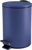 Spirella Pedaalemmer Cannes - blauw - 3 liter - metaal - L17 x H25 cm - soft-close - toilet/badkamer
