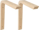 AMIG Plankdrager/planksteun van hout - 2x - lichtbruin - H250 x B200 mm - boekenplank steunen