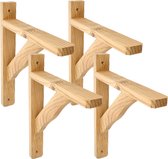 AMIG Support d'étagère/support d'étagère en bois - 4x - marron clair - H320 x L280 mm - supports d'étagère - jusqu'à 105 kg